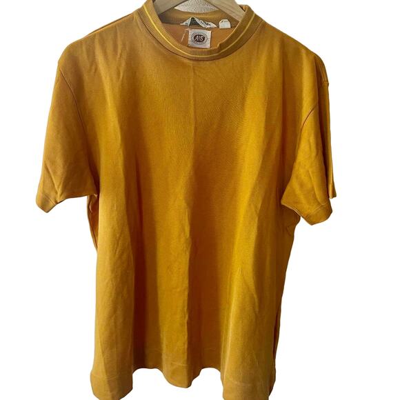 Vintage 70s Yellow Acetate Shirt Adult Large (Fits smaller) - Picture 1 of 3